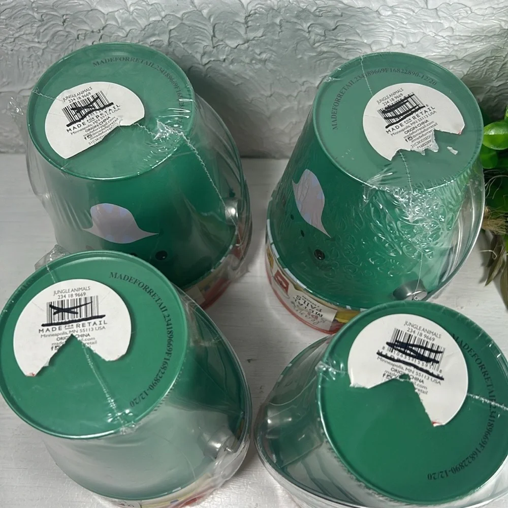 Lot of 12 Jungle Animal Pails Mini Buckets Storage Kids Party Favors Pails NWT